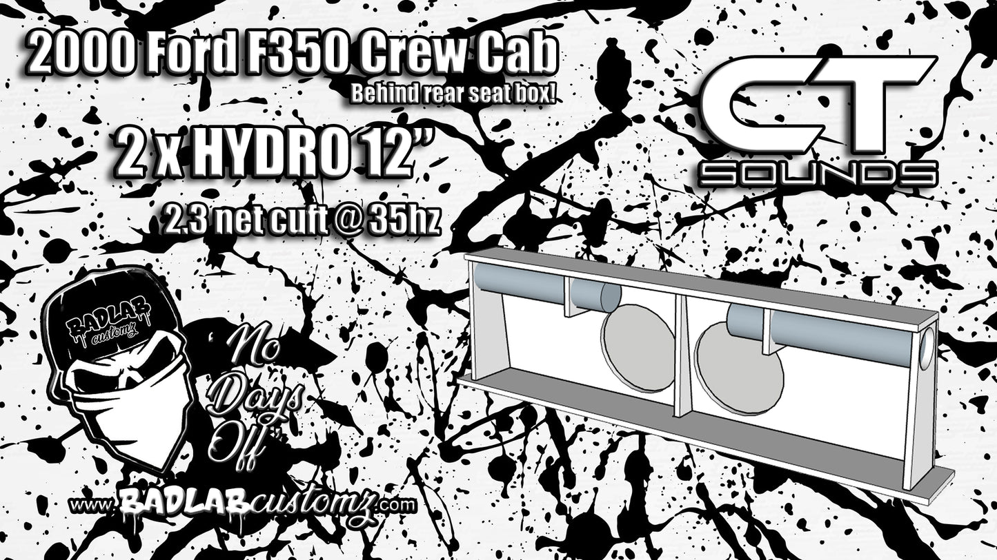 2000 Ford F350 crew cab 2x CT Hydro 12 2.3cuft net @ 35hz