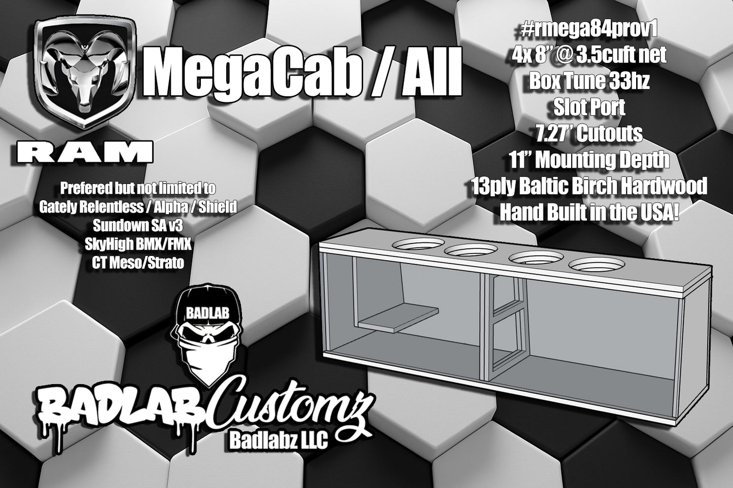 Ram Mega Cab 8" Sub Box