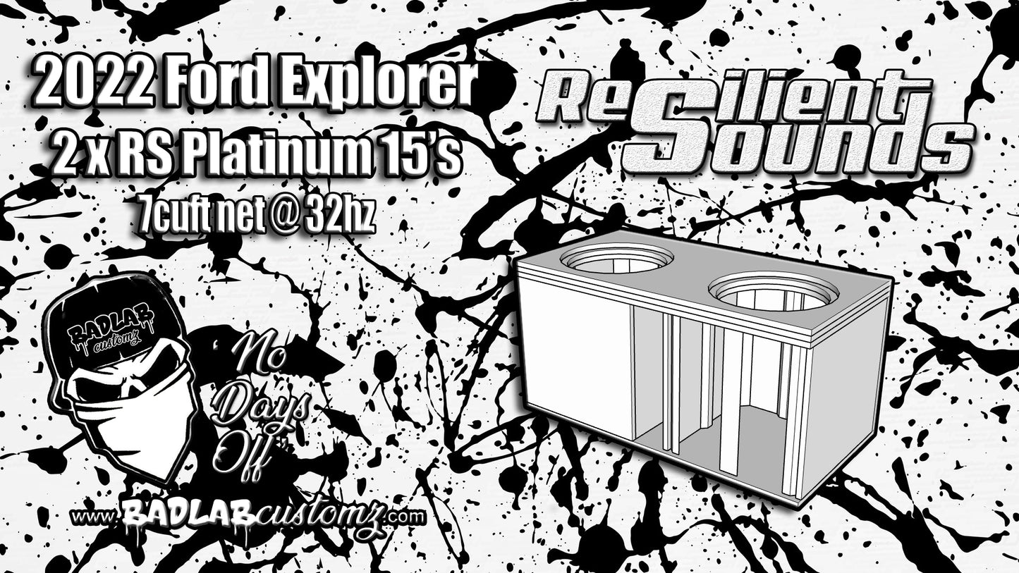 2022 Ford Explorer 2x Resilient Sounds Platinum 15's 7cuft net @ 32hz